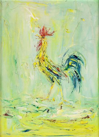 Giovanni Stradone (Nola 1911-Roma 1981) Gallo 1963 Olio su tela cm 39x28 - in...