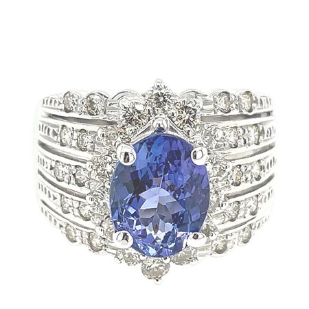 ANELLO IN ORO BIANCO CON TANZANITE E DIAMANTI - R20201B