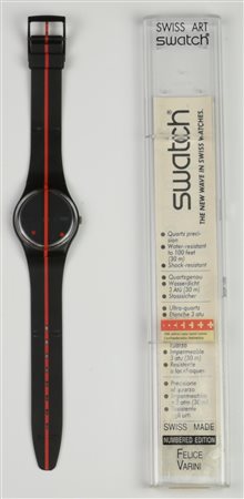 SWATCH 700 YEARS CON HELVETICA, 1991 mod. 360 ROSSO SU BLACKOUT, cod. GZ119...