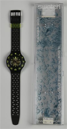 SWATCH SCUBA 200, 1992 mod. BLACK WAVE, cod. SDB102 Completo di scatola...