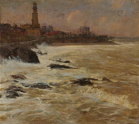 Lodovico Cavaleri "Il faro di Porto Vado" Savona, 3 aprile 1922
olio su tela (cm