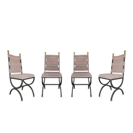 Gruppo di N. 4 sedie in ferro battuto