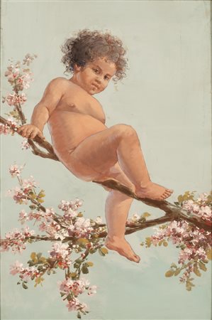 Bambino nudo su mandorlo in fiore   Basilio Cascella (attribuito a)