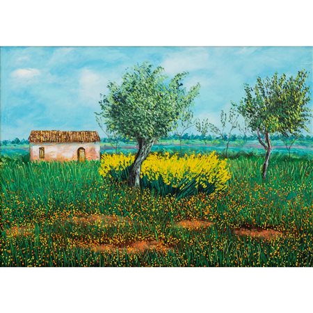 FRANCO AZZINARI, Paesaggio, Olio su tela