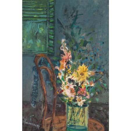 ANGELO FERRARI, Fiori, Olio su tela