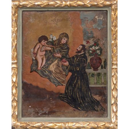 SCUOLA VENETA XVII SECOLO, S. Francesco e Madonna con bambino