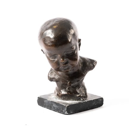 ANTONIO UGO, Mezzobusto di bambino, Scultura in bronzo