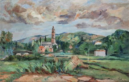 ENRICO PAULUCCI<BR>Genova 1901 - 1999 Torino<BR>"Paesaggio"1930/1940 circa