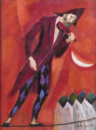 TRENTO LONGARETTI<BR>Treviglio (BG) 1916 - 2017 Bergamo<BR>"Il giocoliere violinista" 2000