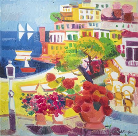 ATHOS FACCINCANI<BR>Peschiera del Garda 1951<BR>"Terrazza fiorita"