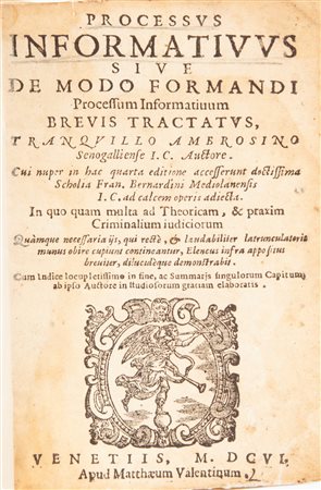 Tranquillo Ambrosino - Processus informativus sive de modo formandi processum informativum. Brevis tractatus.