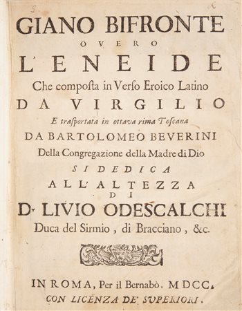 Giano bifronte overo l'Eneide che composta in Verso Eroico Latino da Virgilio e trasportata in ottava rima toscana da Bartolomeo Beverini