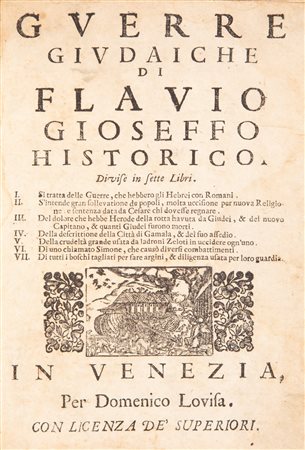 Guerre Giudaiche di Flavio Gioseffo Historico