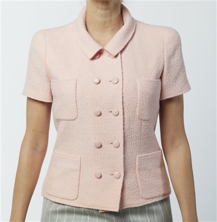 CHANEL - Giacca in tweed rosa chiaro.