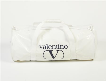 VALENTINO - Borsa sport bianca in tela cerata.