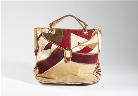 PUCCI EMILIO - Tote bag in velluto stampa multicolor.