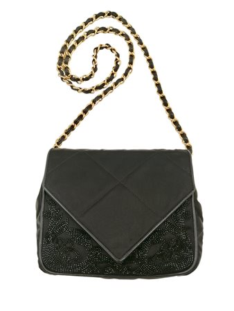 CHANEL - Borsa da sera in satin nero.