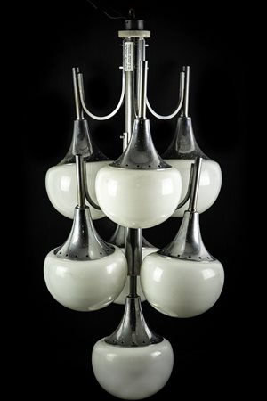 Gaetano Sciolari (1927 - 1994) 
Lampadario in vetro di Murano 1970s
 50 x 60 x 90 cm