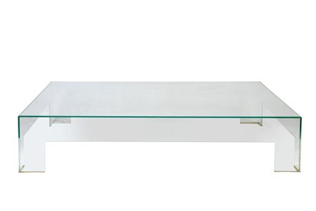  
Large Square Coffee Table in Transparent Glass 1990s
 110 x 110 x 22 cm