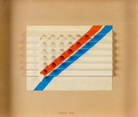 CLAUDIO MAJOLI (Cremona 1947) "Senza titolo". 1974. Tecnica mista e collage...