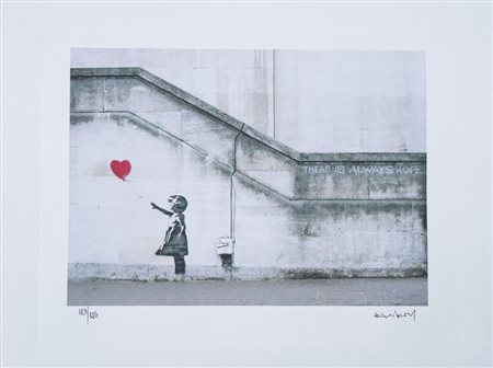 BANKSY (Bristol 1974), after. "Girl with a red balloon", 2014. Litografia a...