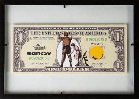 BANKSY (Bristol 1974) One Dollar Dismaland. Cm 11,5x26,5.