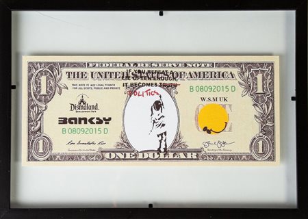 BANKSY (Bristol 1974) One Dollar Dismaland. Cm 11,5x26,5.