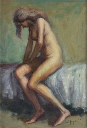 RENZO MAGNANINI (Gonzaga 1920 – Bentivoglio 2006) "Nudo di donna". Olio su...