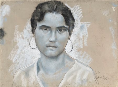 Emilia de Divitiis (Roma 1898-1979)  - Ritratto di fanciulla, 1917