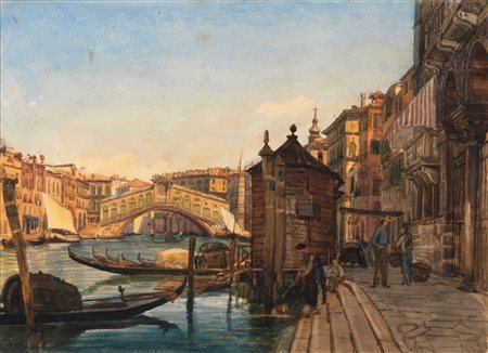 Giuseppe Haimann (Milano 1828-Alessandria d'Egitto 1883)  - Venezia, il Ponte di Rialto