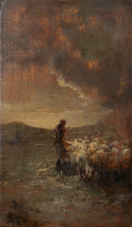Giovanni Segantini (Arco 1858-Pontresina 1899)  - Studio per il dipinto Dopo il temporale, 1883-84