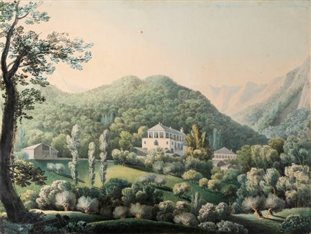 Albertina Francesetti (Scuola italiana inizi del XIX secolo) - Veduta di Villa Francesetti, 1811