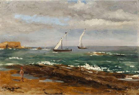 Giuseppe Haimann (Milano 1828-Alessandria d'Egitto 1883)  - Feluche in mare