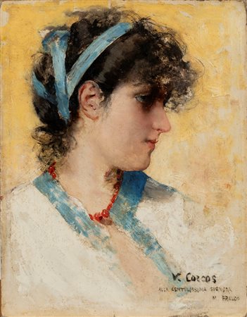 Vittorio Matteo Corcos (Livorno 1859-Firenze 1933)  - Per l'onomastico di Marzia