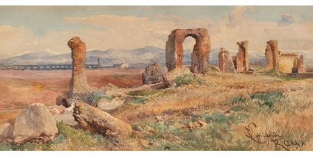 Onorato Carlandi (Roma 1848-1939)  - Ruderi nella Campagna romana