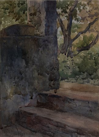 Onorato Carlandi (Roma 1848-1939)  - Angolo di villa