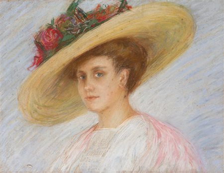 Pietro D'Achiardi (Pisa 1879-Roma 1940)  - Il cappello con le rose, 1910