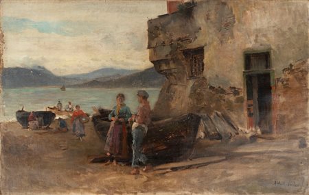 Alfonso Hollaender (Ratisbona 1845-Firenze 1923)  - Paesaggio marino