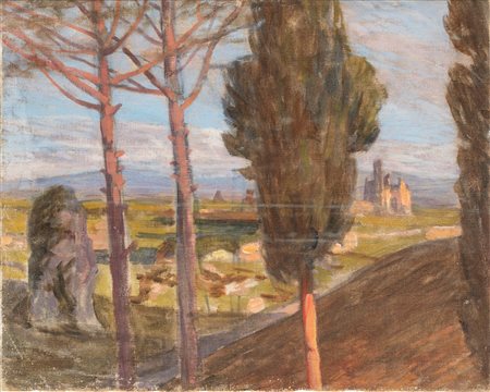 Pietro D'Achiardi (Pisa 1879-Roma 1940)  - Roma, veduta della Via Appia, 1912