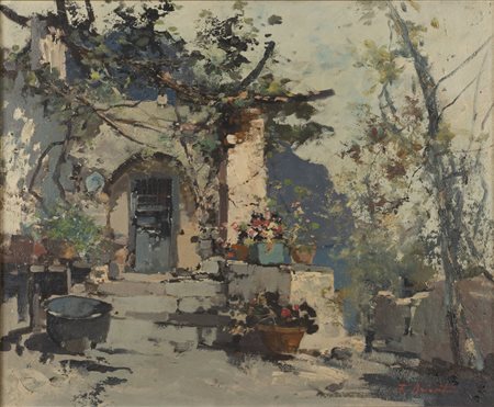 Ezelino Briante (Napoli 1901-Roma 1971)  - Cortile assolato