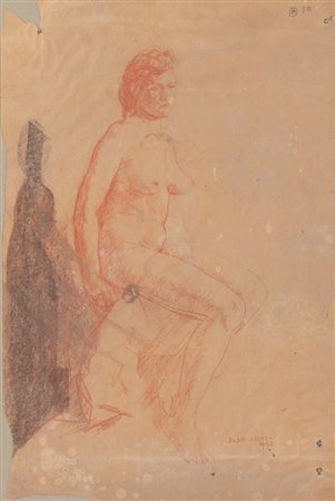 FARPI VIGNOLI (Bologna 1907 – 1997) "Nudo di donna seduta", 1952. Sanguigna...