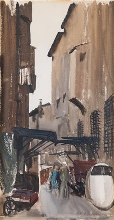 FARPI VIGNOLI (Bologna 1907 – 1997) "Scorcio". Acquarello su carta. Cm...