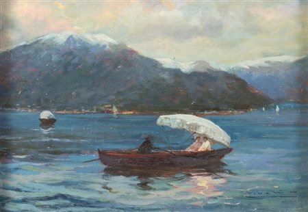 UMBERTO ZIVERI (Milano, 1891-1971) "Tremezzo, lago di Como". Olio su tavola....