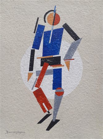 Nikolaj Yusupov COMPOSIZIONE SUPREMATISTA CON FIGURA MASCHILE tempera su...