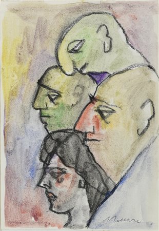 Mino Maccari (1898 - 1989) TESTE pastello e acquerello su carta...