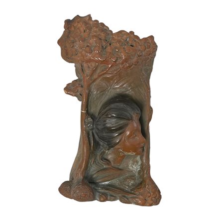 Scultura in terracotta, periodo XX secolo Portafiori Dimensioni: 24x14x8 cm...