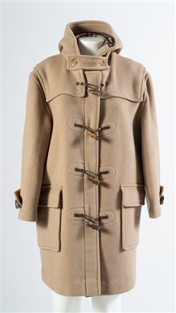 BURBERRY Cappotto montgomery con cappuccio in lana color cammello. Taglia non...