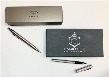 PARKER, CAMILLETTI ARGENTERIE Lotto composto da due penne a sfera. Parker...