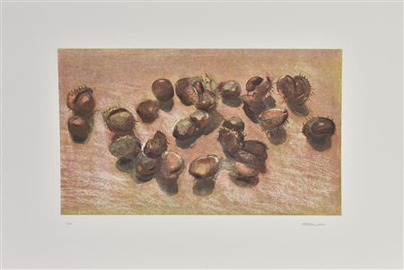 Natale Addamiano CASTAGNE incisione su carta, cm 31x49, su foglio 50x70; es....