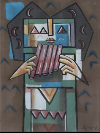 KODRA IBRAHIM Ishëm (Albania) 1918 - Milano 2006 "Totem suonatore"